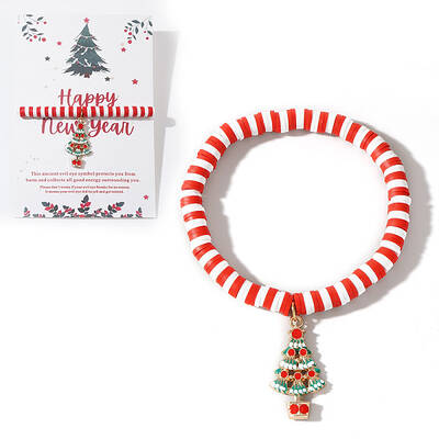 Elegant Christmas Handmade Polymer Clay Heishi Beaded Stretch Bracelets