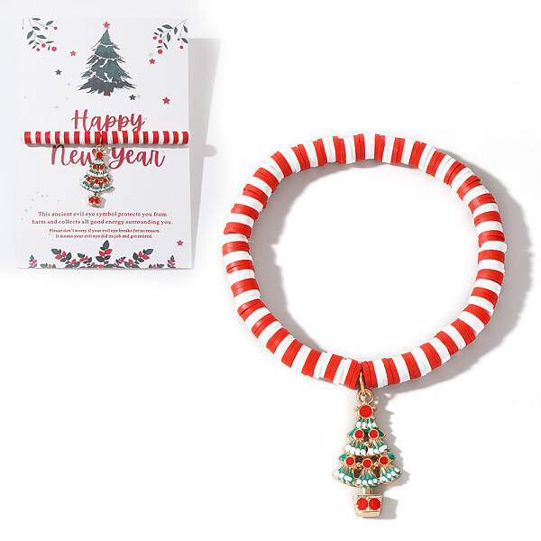 Elegant Christmas Handmade Polymer Clay Heishi Beaded Stretch Bracelets