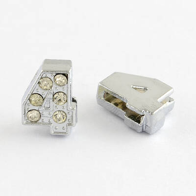 Zinc Alloy Rhinestone Number Slide Charms