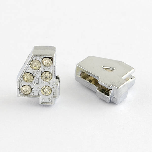 Zinc Alloy Rhinestone Number Slide Charms