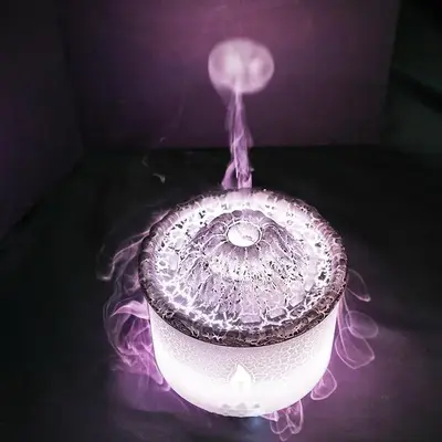 Jellyfish Design Volcanic Flame Aroma Diffuser, 1 Count Portable Air Humidifier with Flame Night Light Lamp, Essential Oil Di...