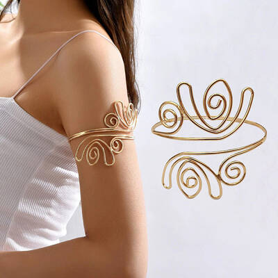 Flower Alloy Upper Arm Open Cuff Bangles