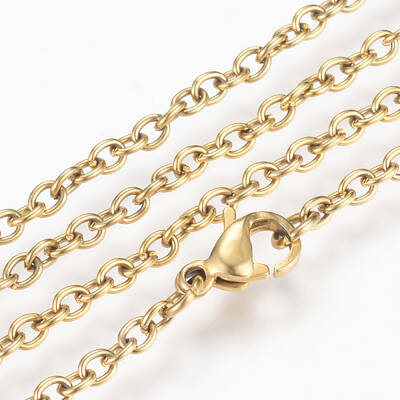 Real 24K Gold Plated Brass Cable Chain Necklaces
