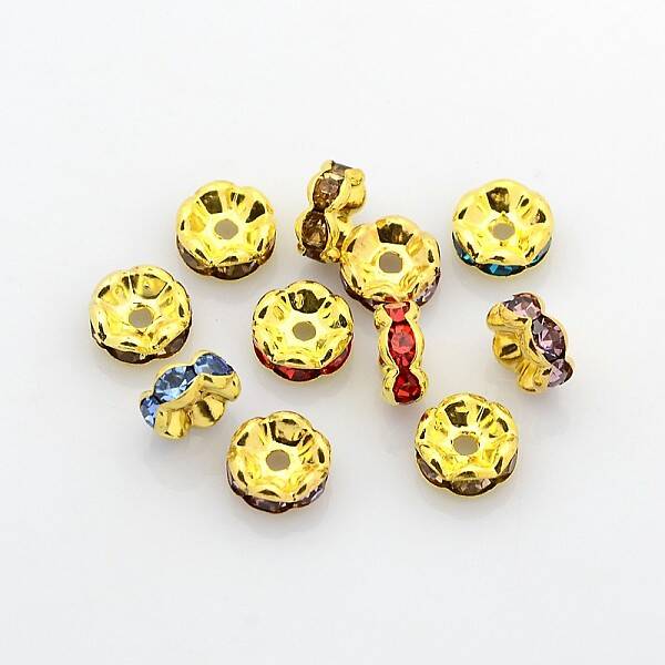 Brass Grade A Rhinestone Spacer Beads