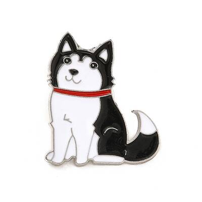 Dog Enamel Pin with Brass Butterfly Clutches