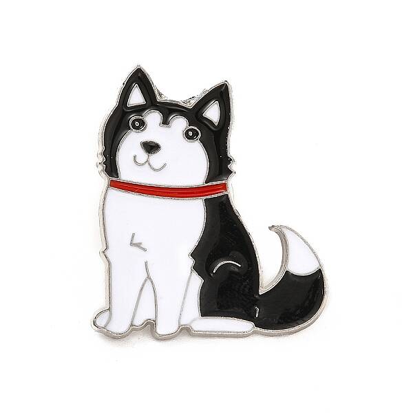 Dog Enamel Pin with Brass Butterfly Clutches