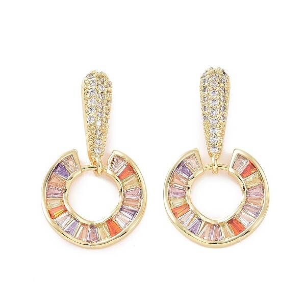 Cubic Zirconia Donut Dangle Stud Earrings