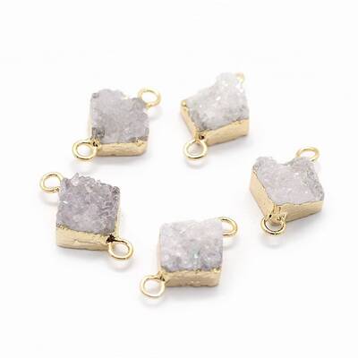 Natural Druzy Quartz Links connectors