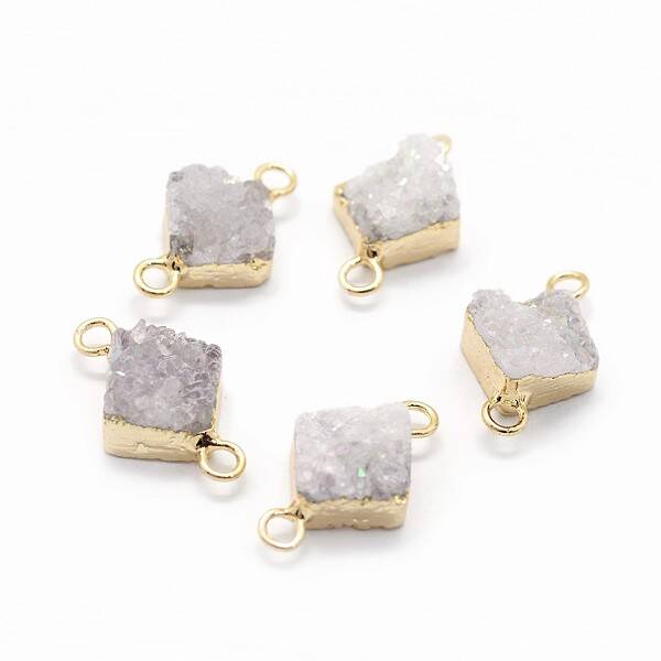 Natural Druzy Quartz Links connectors