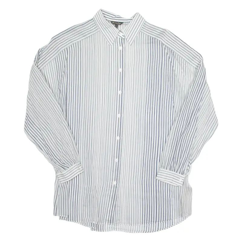 Sheer Womens Printed Blouse Grey Long Sleeve Striped M