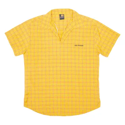 100 PIPERS Mens Polo Shirt Yellow Check XL