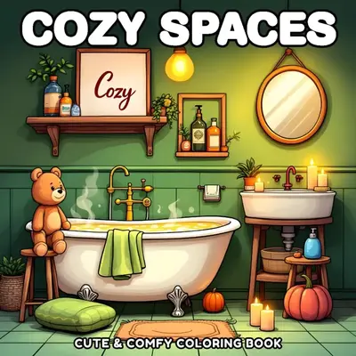 Cozy Spaces Coloring Book for Adults and Teens 50 Unique Illustrations Stress Relief Mindfulness Colored Markers Pen Perfect ...