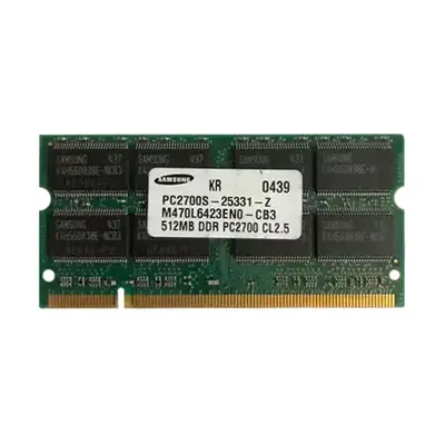 Samsung M470L6423ENO-CB3 | 512MB DDR-333MHz PC2700 Non-ECC Unbuffered SODIMM CL2.5 2Rx8 2.5V 200-Pin Memory Module