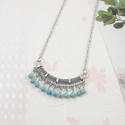 Yunnan Ethnic Style Miao Silver Pave Turquoise Pendant Necklaces Tibetan Nepalese Jewelry