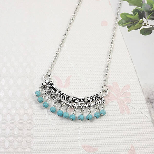 Yunnan Ethnic Style Miao Silver Pave Turquoise Pendant Necklaces Tibetan Nepalese Jewelry