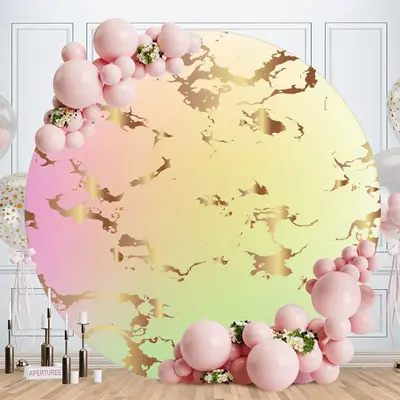 Aperturee Pink Green Round Gold Abstract Birthday Party Backdorp | Diy Grad Photo Backdrop | Grad Backdrops For Photography |...