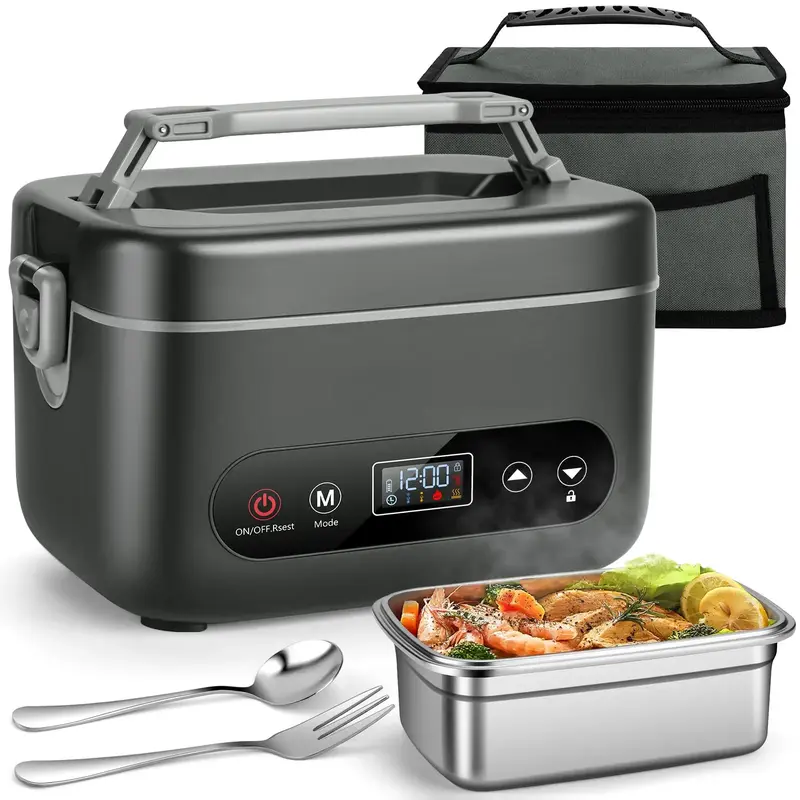 1.2L Cordless Electric Lunch Box, 20000mah Rechargeable Portable Food Warmer, 5-Sided Heating, Auto Temp Control, Leak-Proof,...