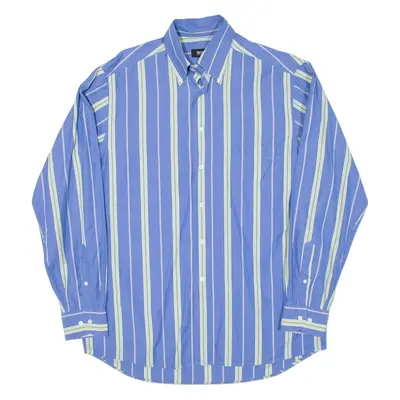 BOSS HUGO BOSS Mens Shirt Blue Striped Long Sleeve L
