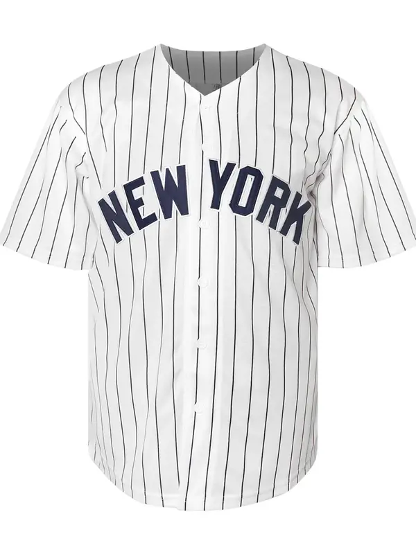 Sporty Men's Letter Patched V Neck Baseball Jersey, Loose Casual Striped Print Short Sleeve Button Sports T-Shirt, Fashion Me...