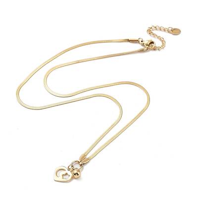 Ion Plating(IP) Heart with Star/Moon Pendant Necklaces