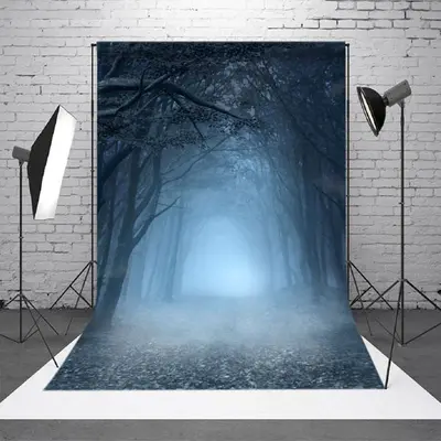 Quiet Velly And Foggy Forest Scary Halloween Backdrop - Aperturee