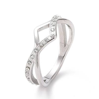 Crystal Rhinestone Wave Finger Ring