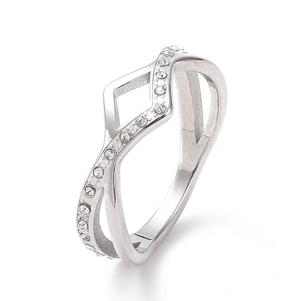 Crystal Rhinestone Wave Finger Ring