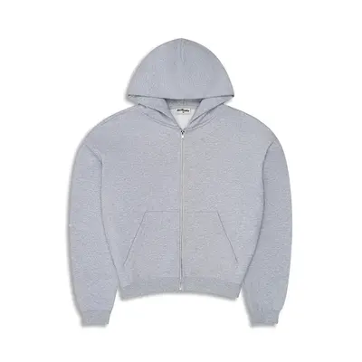 600 GSM 'Heather Grey' Zip-Up Hoodie
