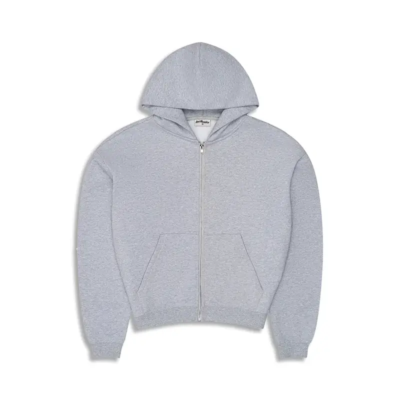 600 GSM 'Heather Grey' Zip-Up Hoodie