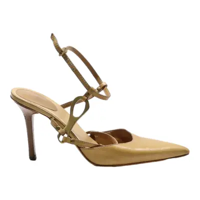 GUCCI Strappy Heels Beige Leather Womens UK 2