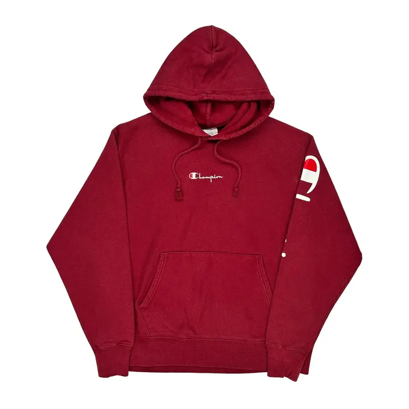 Reverse Weave Champion Hoodie - Large Red Cotton Blend