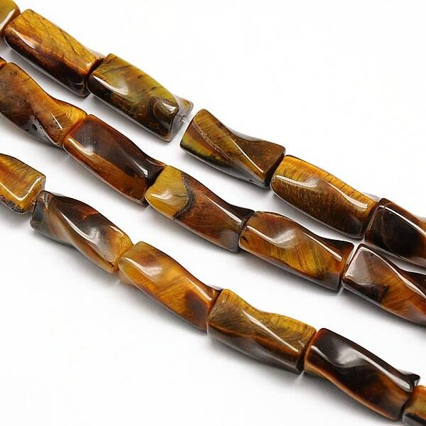 Natural Tiger Eye Twist Column Beads Strands