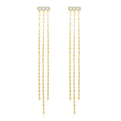 14K Gold Circular Shaped Moissanite Bar Drop Earrings