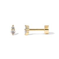 PAVOI 14K Gold Plated 925 Sterling Silver Small Flat Back Earrings for Women | Cartilage Studs | Helix Piercing Jewelry