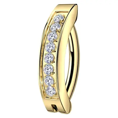 Sterling Silver with Yellow Gold Plated Moissanite Lip Piercing