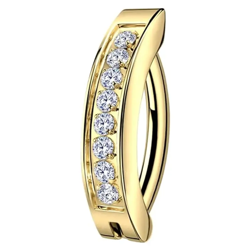 Sterling Silver with Yellow Gold Plated Moissanite Lip Piercing