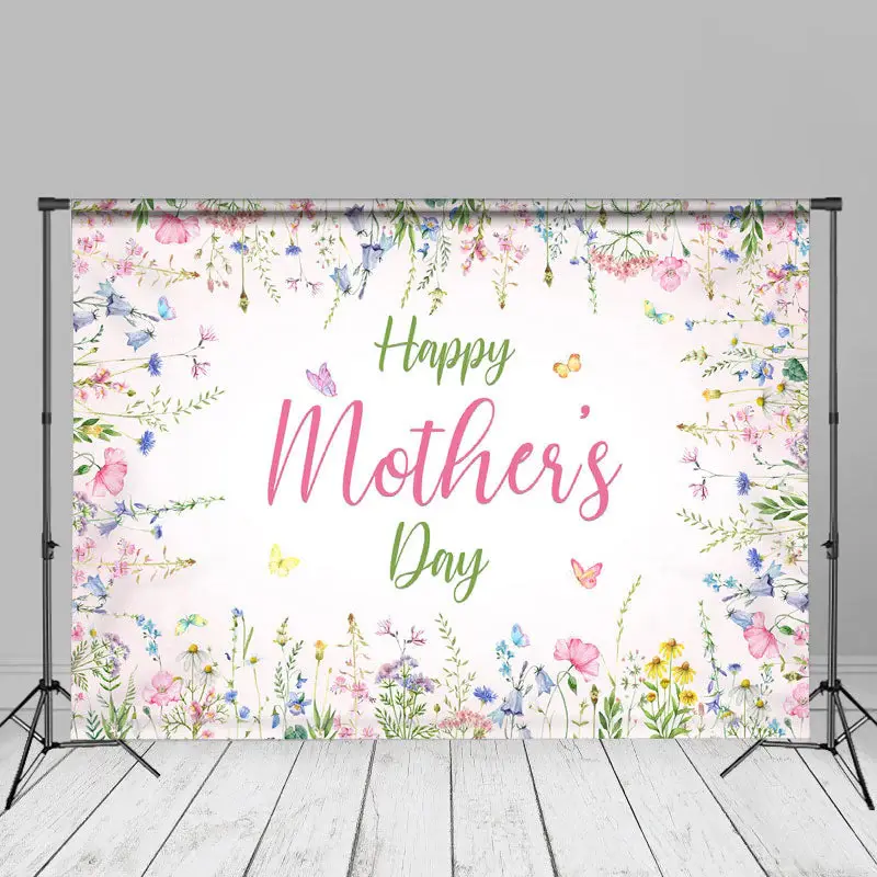 Butterfly Floral Pink Mothers Day Photography Backdrop - Aperturee