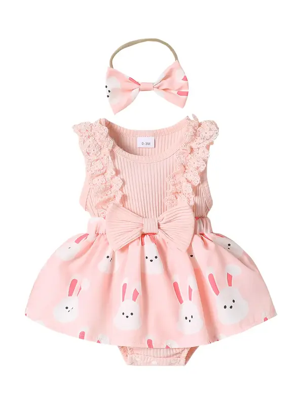 Baby girls 2-Piece Clothes Rabbit Easter Cute Romper and Headband Clothing Babygirl Clothes Products #springtok