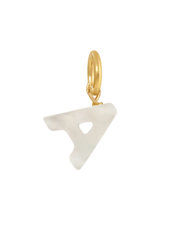 MOP Letter Charm | Metal Color: Gold | Letter: A