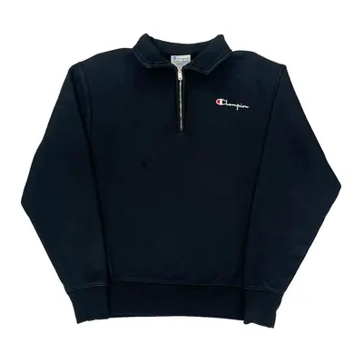 Reverse Weave Champion 1/4 Zip - Small Black Cotton Blend