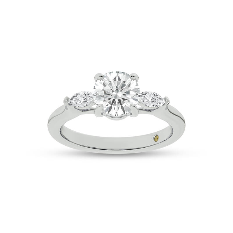 Maui Three Stone Round Lab Grown Diamond Engagement Ring | 18K White Gold 4 1/2 CT. TW.