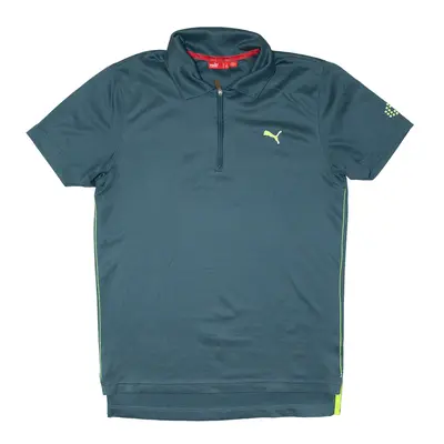 PUMA 1/4 Zip Polo Shirt Green Short Sleeve Mens S
