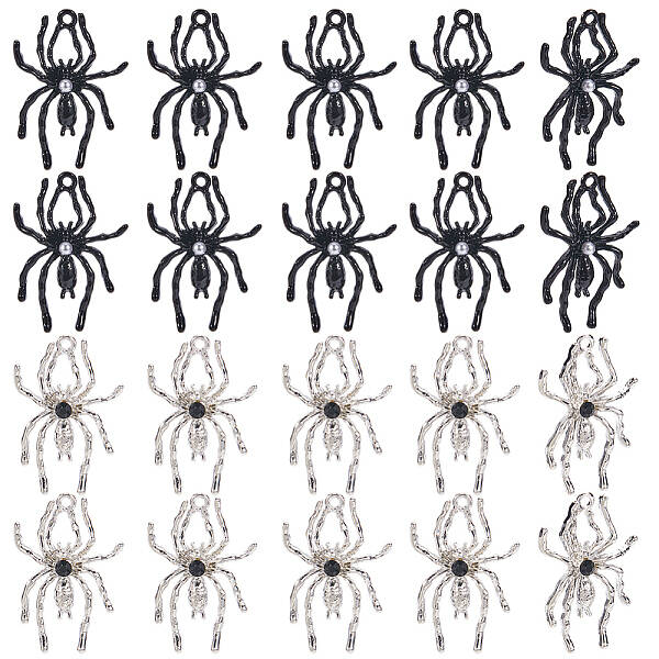 20Pcs 2 Colors Zinc Alloy Pendants with Plastic Beads