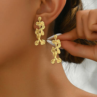 Exaggerated Stainless Steel Stud Earrings for Women
