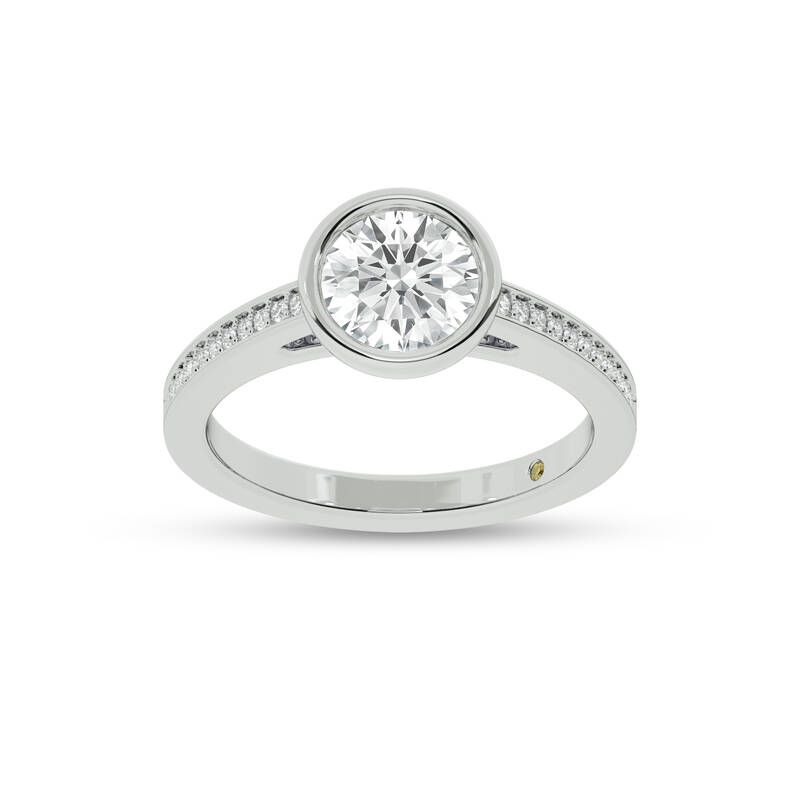 Lyra Pavé Set Half Coverage Bezel Round Lab Grown Diamond Engagement Ring | 14K White Gold 4 1/7 CT. TW.