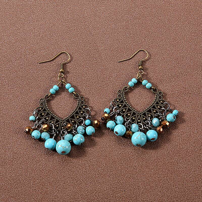 Bohemian tassel turquoise earrings
