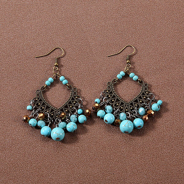 Bohemian tassel turquoise earrings