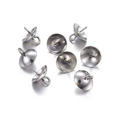 201 Stainless Steel Cup Pearl Peg Bails Pin Pendants