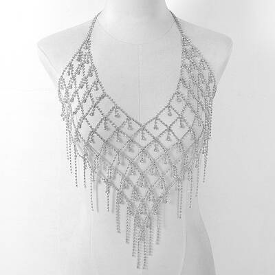 Alloy Full Crystal Rhinestone Mesh Body Chains for Bikini