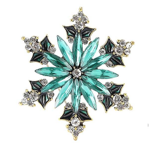 Snowflake Alloy Rhinestone Brooches for Backpack Clothes